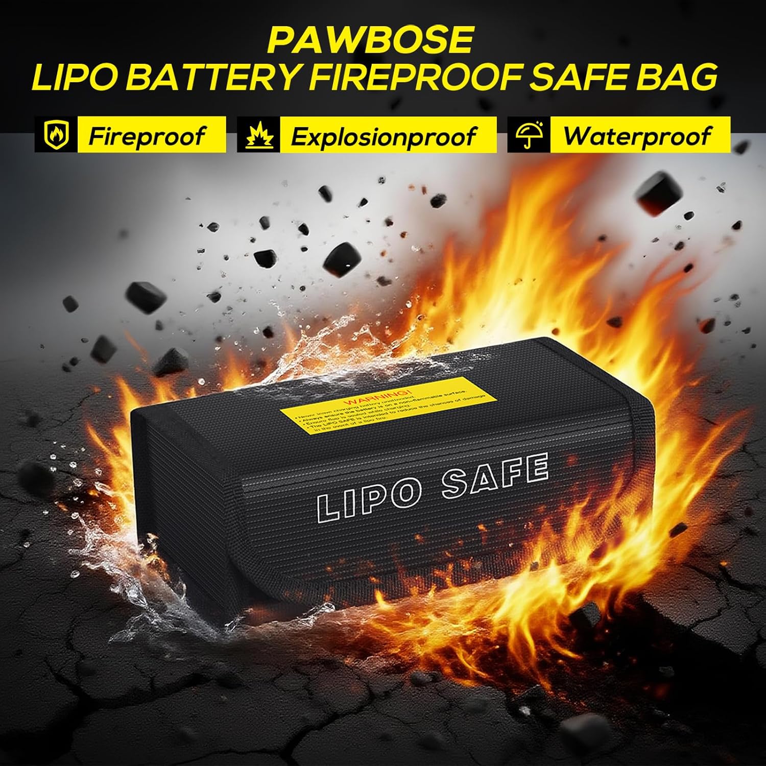 PAWBOSE 2 Pack Lipo Battery Bag, Fireproof Charging Case, 7.3x3x2.4inch - Image 4