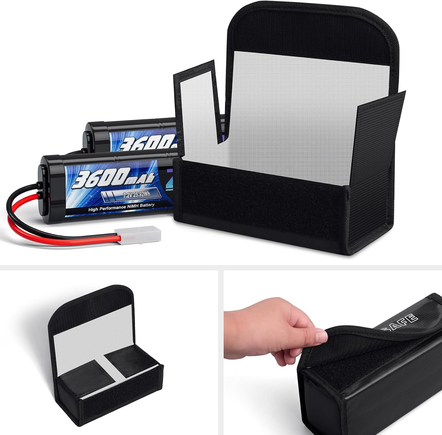 PAWBOSE 2 Pack Lipo Battery Bag, Fireproof Charging Case, 7.3x3x2.4inch - Image 6