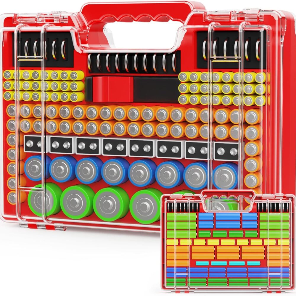 Molutsody Battery Storage & Organizer Case with Tester - Red