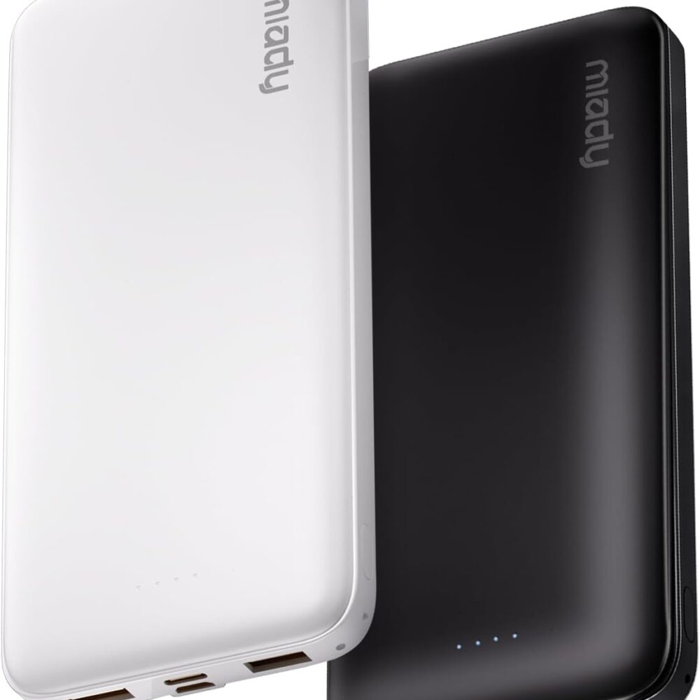 Miady 2-Pack Portable Charger, Slim 10000mAh Power Bank Travel Battery Pack